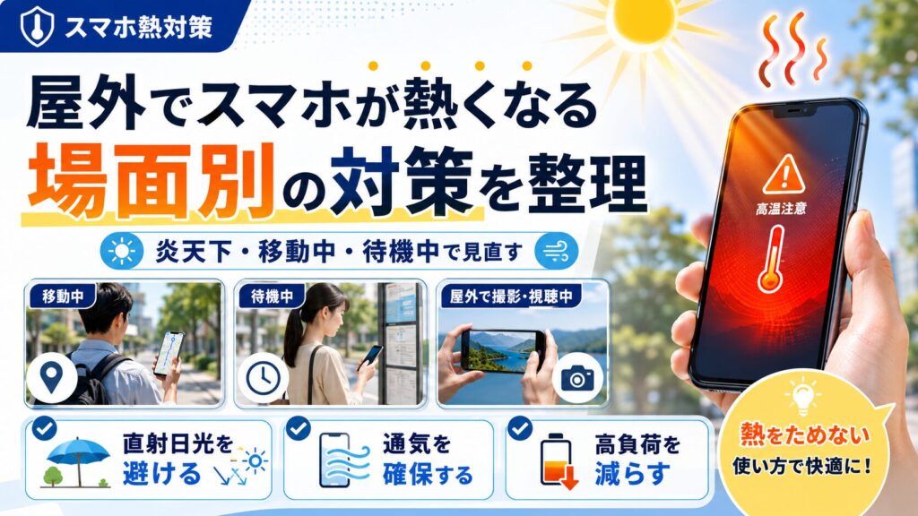 屋外でスマホを使うときの熱対策を場面別に整理