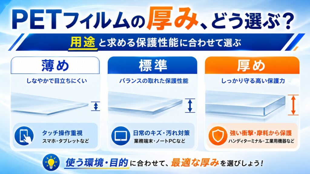 PETフィルムの厚みの選び方