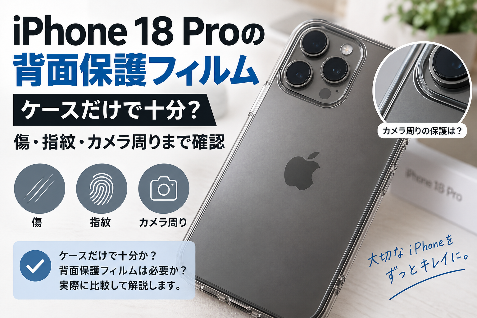 iPhone 18 Proの背面保護フィルム｜ケースだけで十分？傷・指紋・カメラ周りまで確認