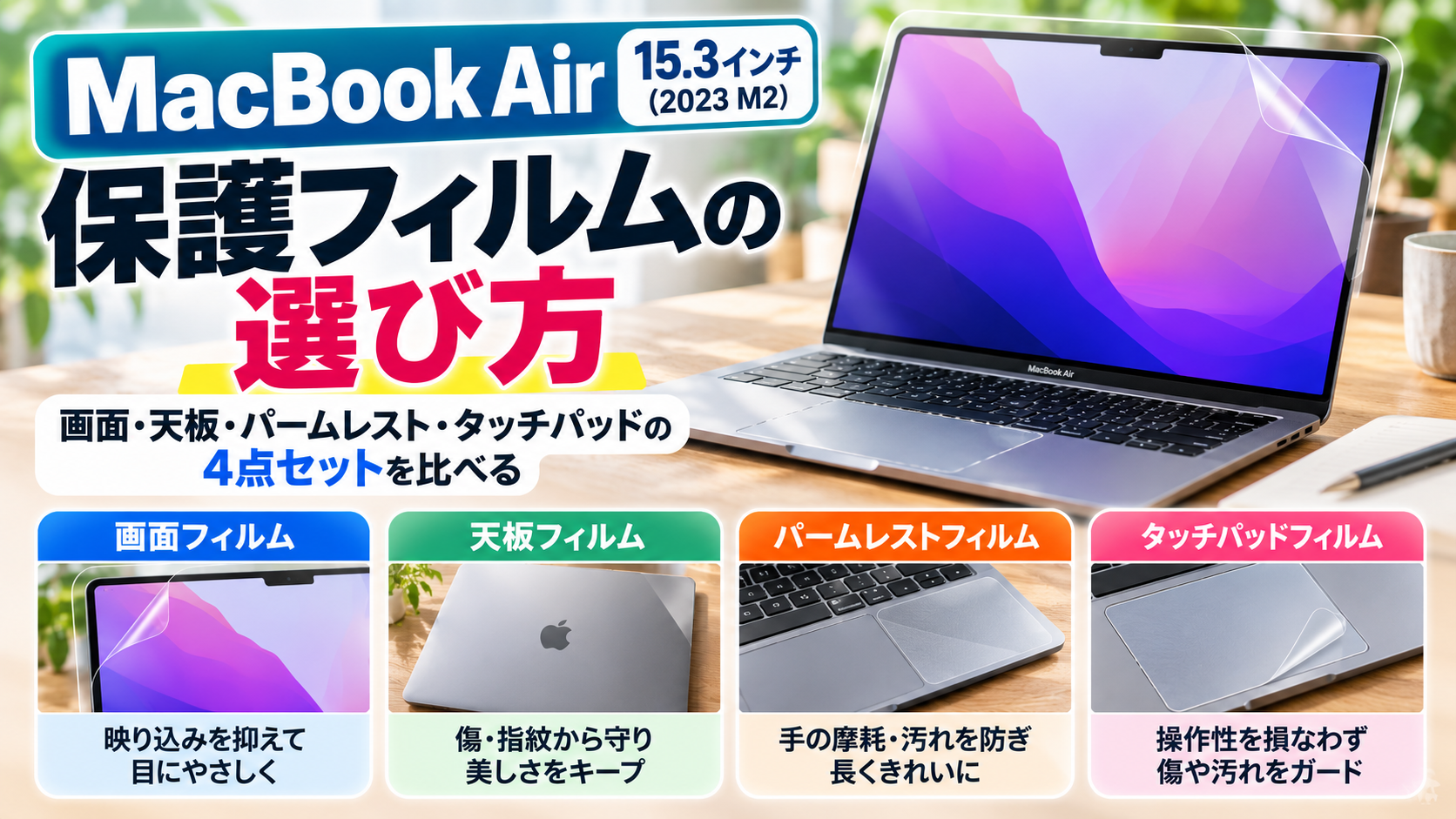 MacBook Air保護フィルム4点比較